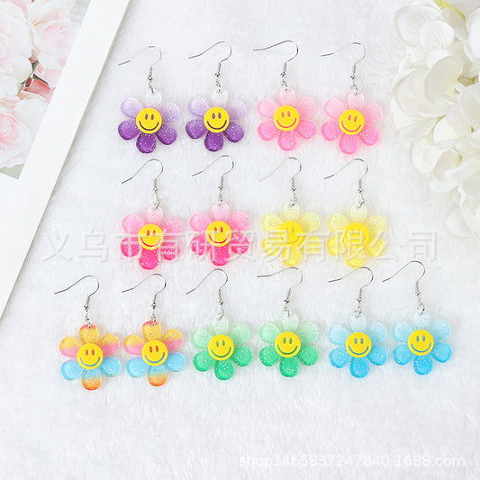 Acrylic smiley face sunflower earrings (Minimo de Compra 2) MIC-YouY017