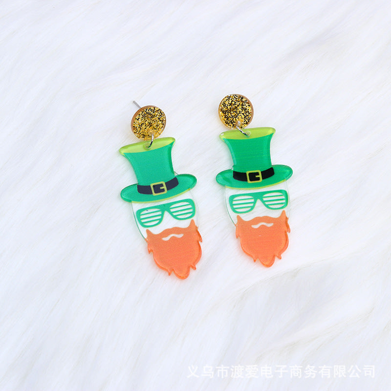 Acrylic Clover Hat Butterfly Earrings MIC-DuAi006