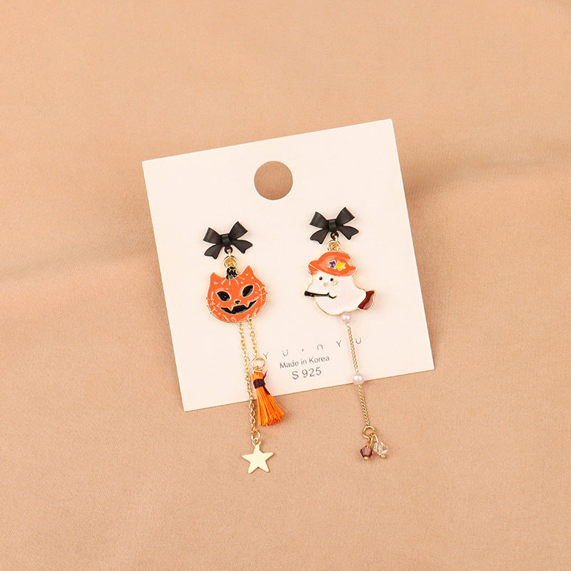 S925 Silver Needle Halloween Ghost Ghost Stud Earrings Minimo de compra 2 MIC-LSY004