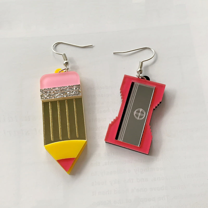 Acrylic asymmetric sharpener earrings MIC-XueP145