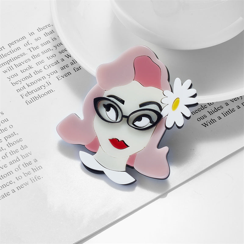 Acrylic splicing glasses short hair beauty brooch MYA-XiY013