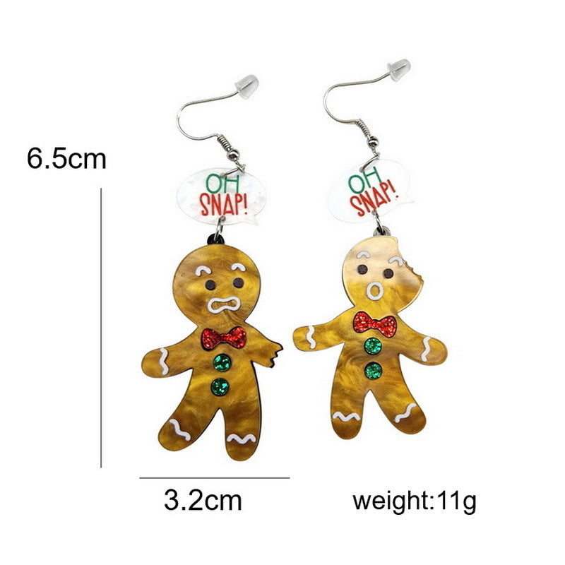 Acrylic Sparkling Pink Gingerbread Man Earrings MIC-XueP121