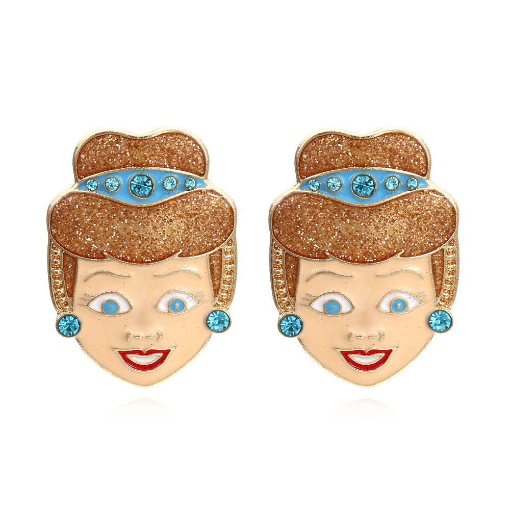 Alloy diamond inlaid cartoon character earrings MIC-ManY041