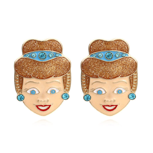 Alloy diamond inlaid cartoon character earrings MIC-ManY041