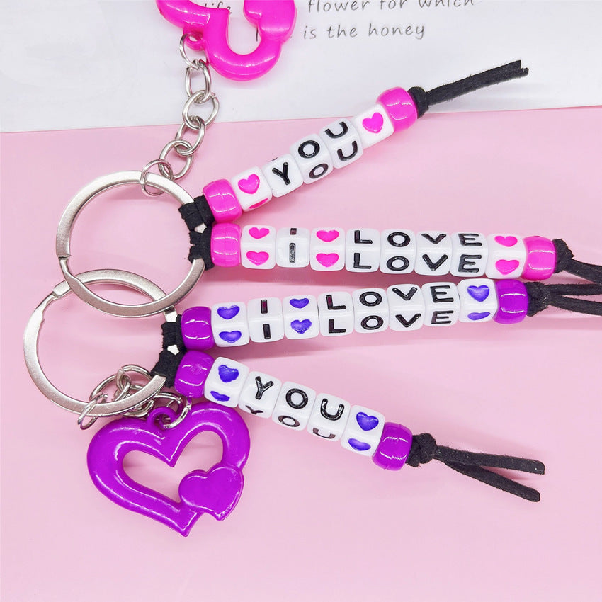 Keychains Acrylic Alloy Bohemia I LOVE YOU MIC-RRui001