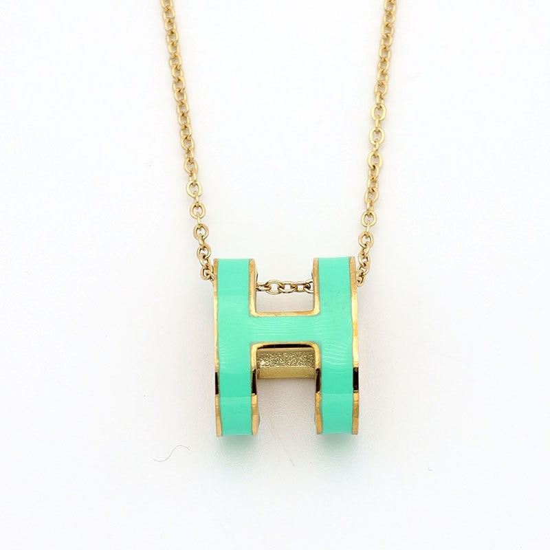 Stainless steel gold-plated letter H necklace MYA-XuanJ029