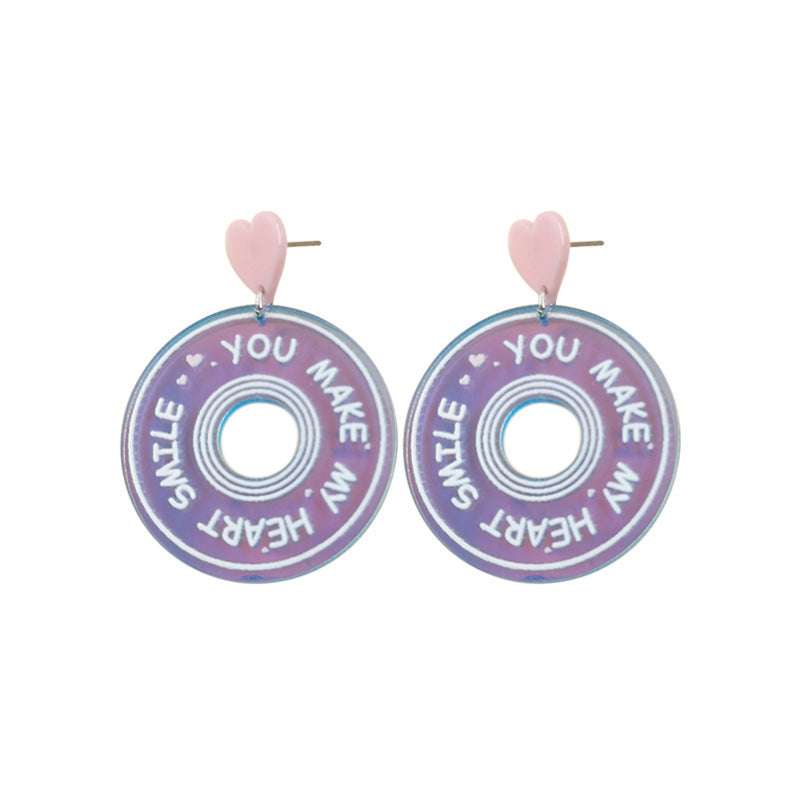 Acrylic pink sequin love letter earrings (Minimo de Compra 2) MIC-QingM019