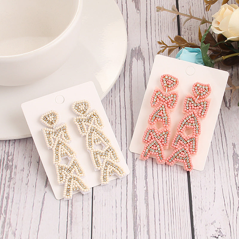 Alloy Bohemian Beaded Mother's Day Earrings (Minimo de compra 6) MIC-ManT004