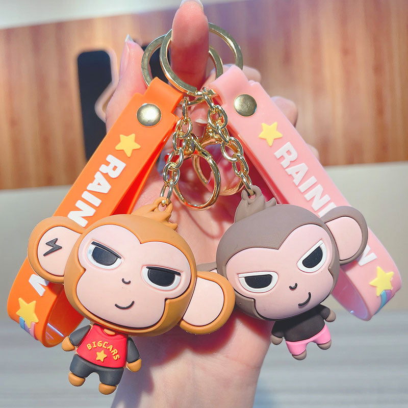 PVC cute big ear monkey keychain MIC-JinG028