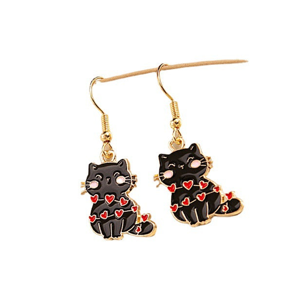 Acrylic Black and White Love Cat Earrings MIC-JianL018