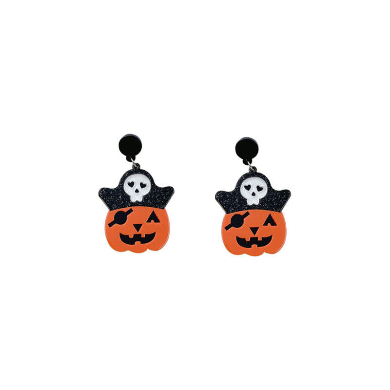 Acrylic pirate pumpkin head earrings (Minimo de Compra 3) MYA-OuG034