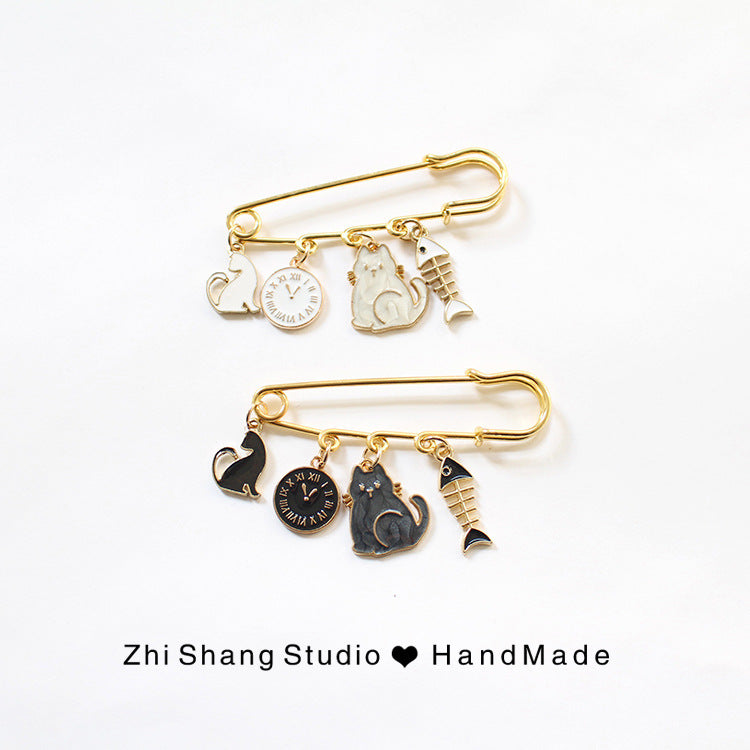 Alloy cartoon fishbone cat brooch (Minimo de Compra 2)  MIC-ZhiS036