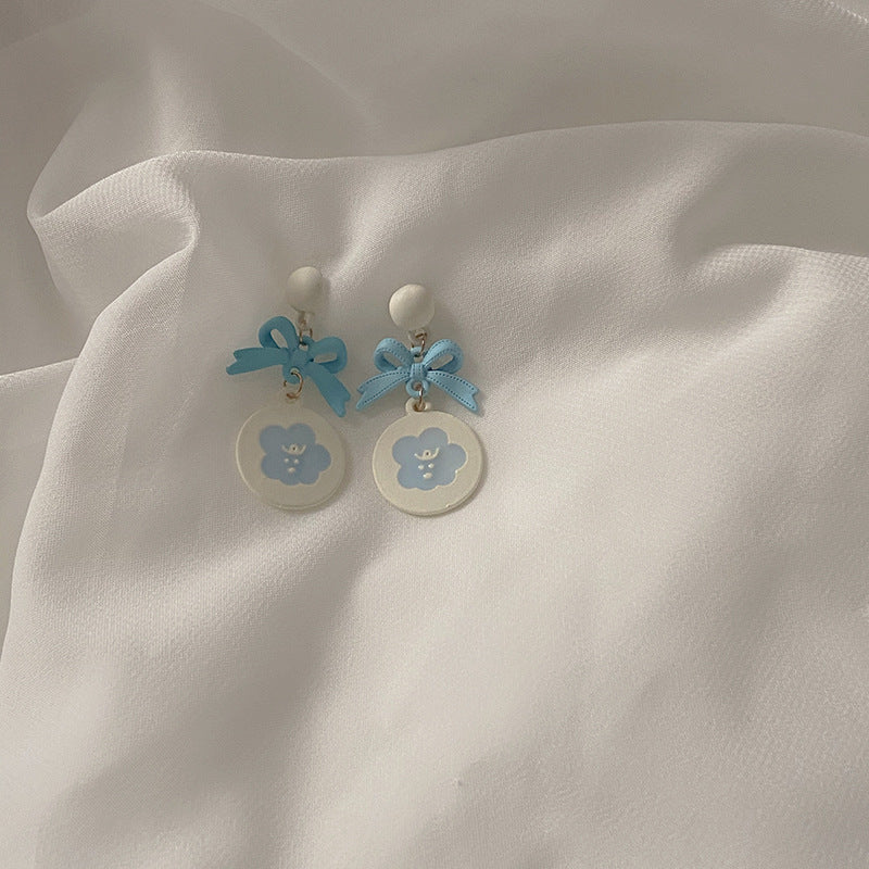 Acrylic bow colored flower earrings MIC-ErY004