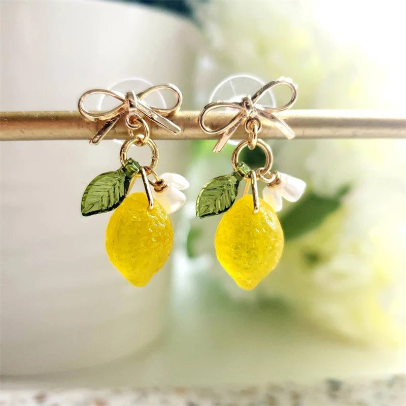 Alloy yellow lemon flower earrings (Minimo de compra 2) MIC-KuL006