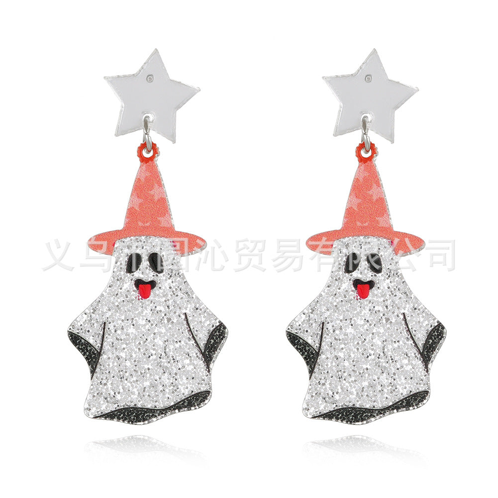 Acrylic funny cartoon pumpkin ghost earrings (Minimo de Compra 3) MIC-YuanQ002