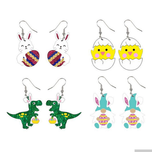 Acrylic Easter Chicken Dinosaur Earrings MIC-XueP143