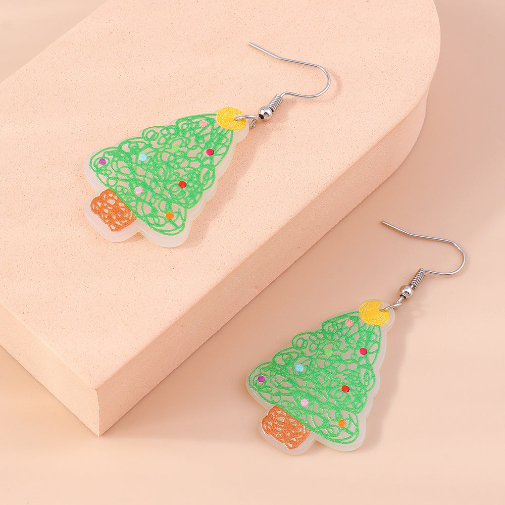 Acrylic Christmas Tree Earrings (Minimo de Compra 2) MYA-YueS002