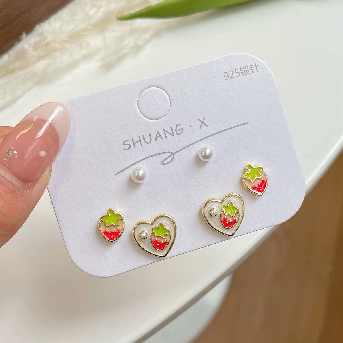 Alloy small fresh cartoon three piece earring set MIC-ShuangX048