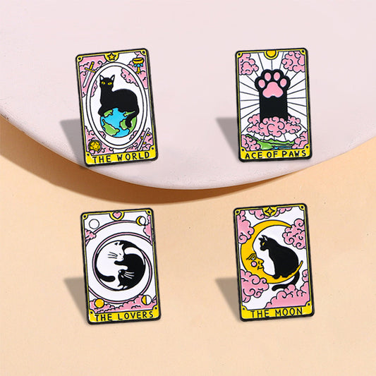 Alloy cat tarot brooch (Minimo de Compra 5) MIC-YiN034