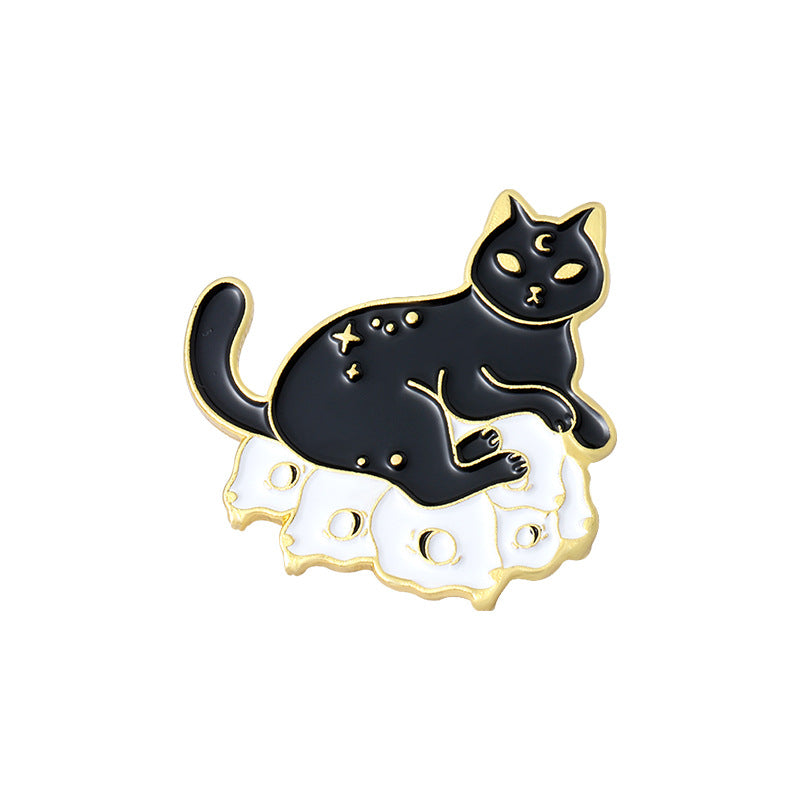 Alloy black and white cat brooch MIC-ZhuoB015