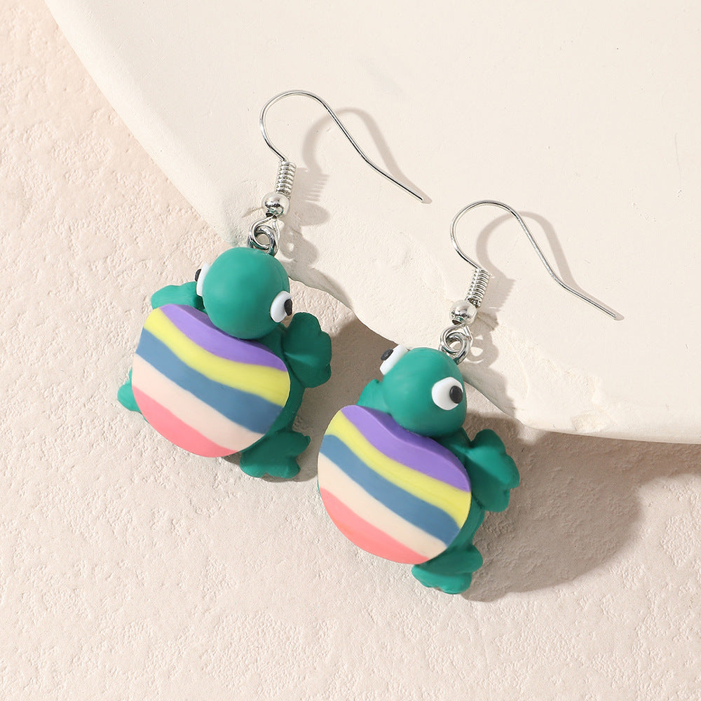 Alloy Soft Ceramic Colorful Turtle Earrings MIC-NaiZ003