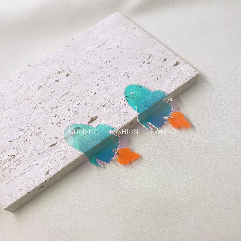 Alloy acrylic colorful rocket earrings MYA-OuG105