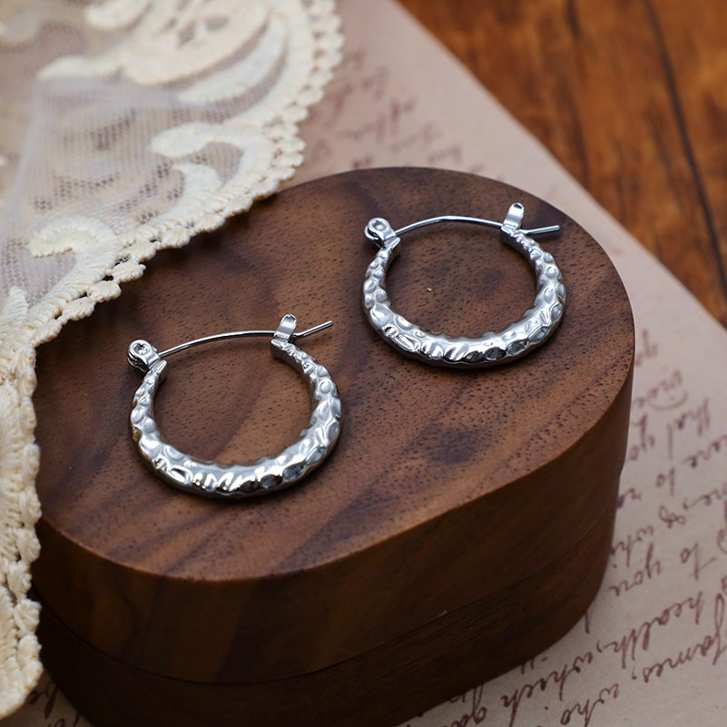 Titanium steel 18K texture Fried Dough Twists earrings MYA-XuanJ009