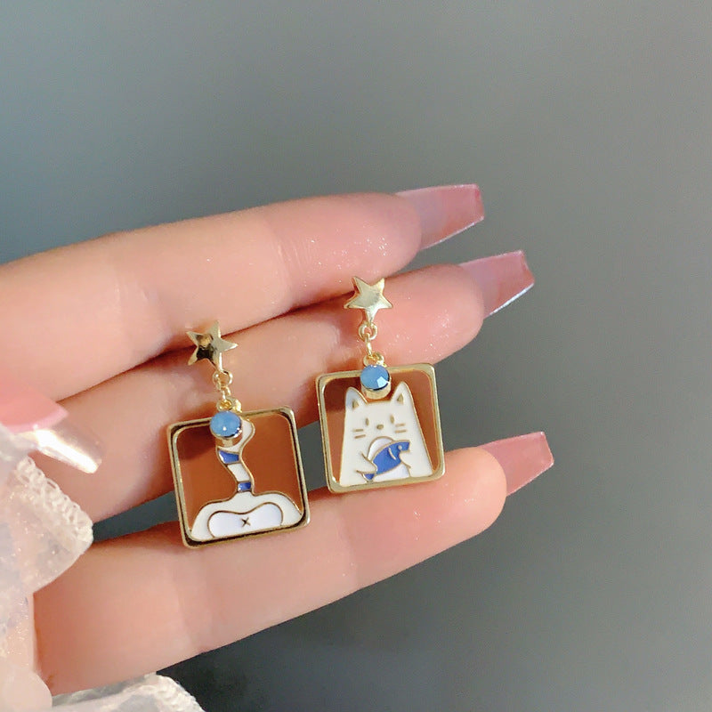 Alloy cartoon cat earrings (Minimo de compra 2) MYA-YBY016