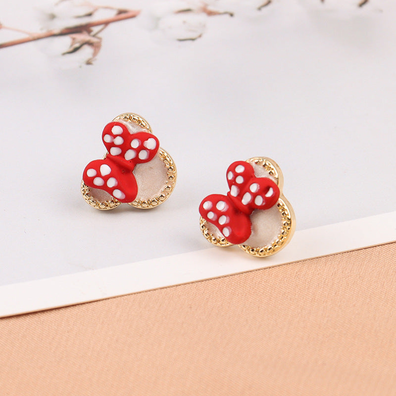 Alloy red bow earringsMIC-LSY033