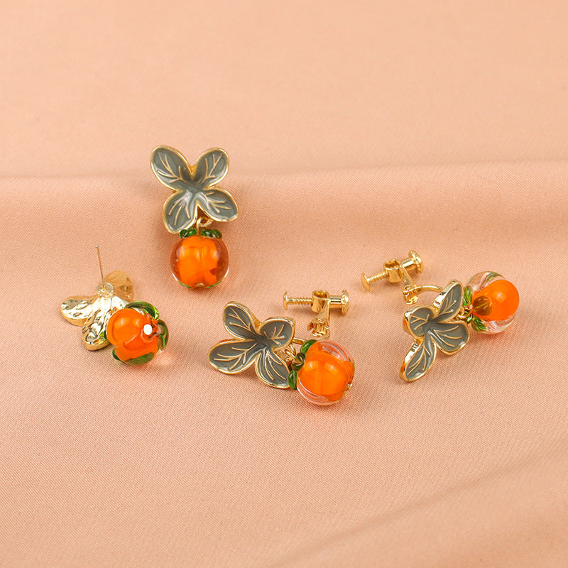 925 silver needle glass persimmon earrings Minimo de compra 2 MIC-LSY013