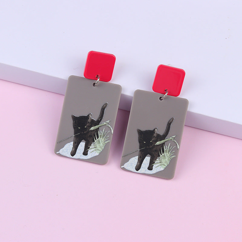 Acrylic cartoon cat earrings MIC-DuAi010