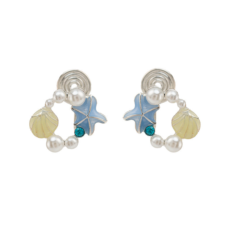 Alloy Blue Starfish Shell Earrings MIC-ShiQ004