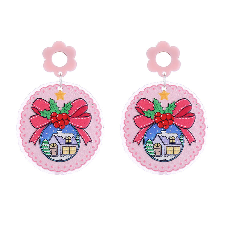 Acrylic Santa Claus Snowflake Earrings (Minimo de Compra 2) MIC-ChouT042