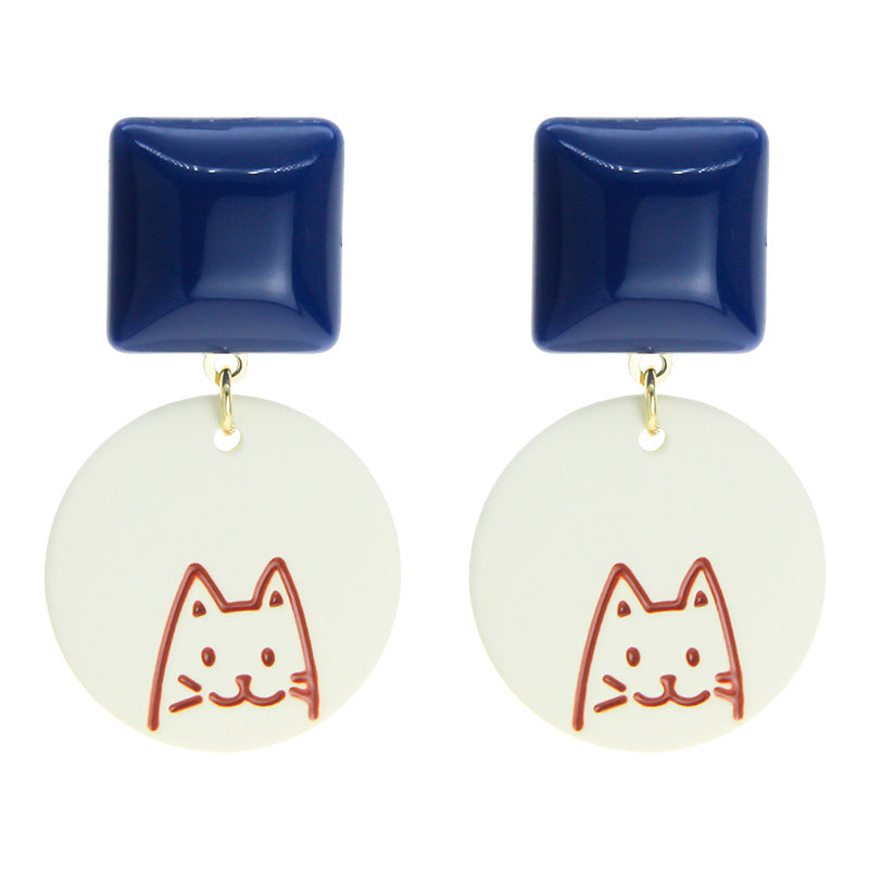 Alloy cartoon oil dripping cat earrings MIC-ABL022