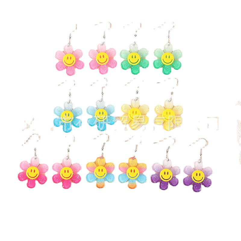 Acrylic smiley face sunflower earrings (Minimo de Compra 2) MIC-YouY017