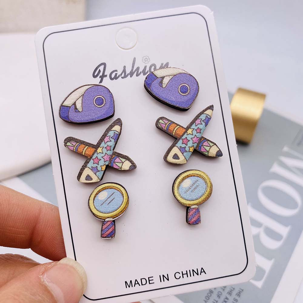 Alloy magnifying glass book earrings MIC-ChenY005