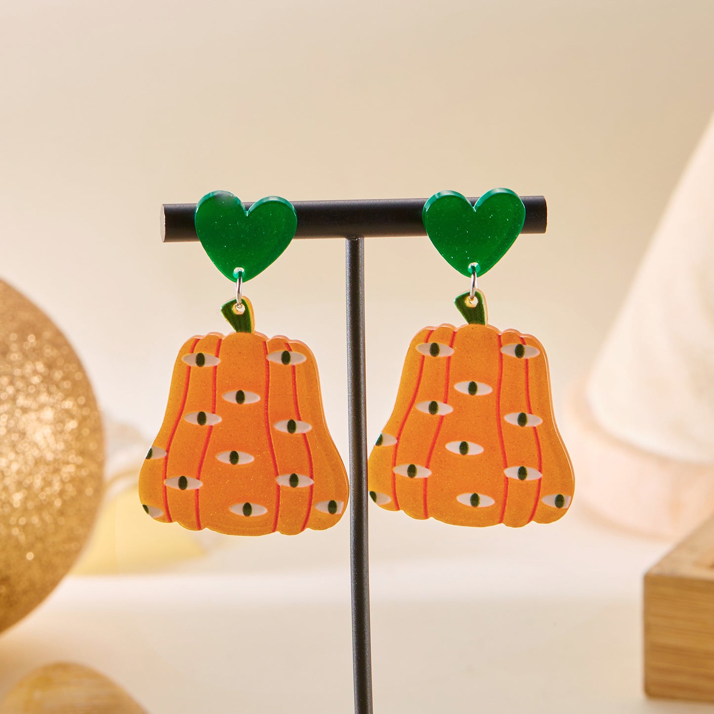 Alloy leaf carved pumpkin bat earrings MIC-ChuY006