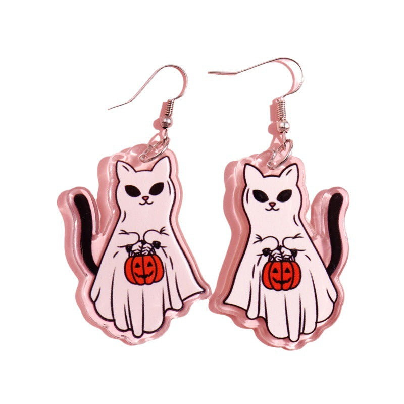 Alloy Pumpkin Cat Ghost Cat Earrings (Minimo de compra 2) MYA-HuanQ004