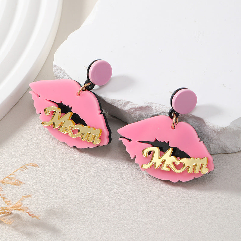 Acrylic Pink Lip Earrings (Minimo de Compra 3) MIC-HaoC003