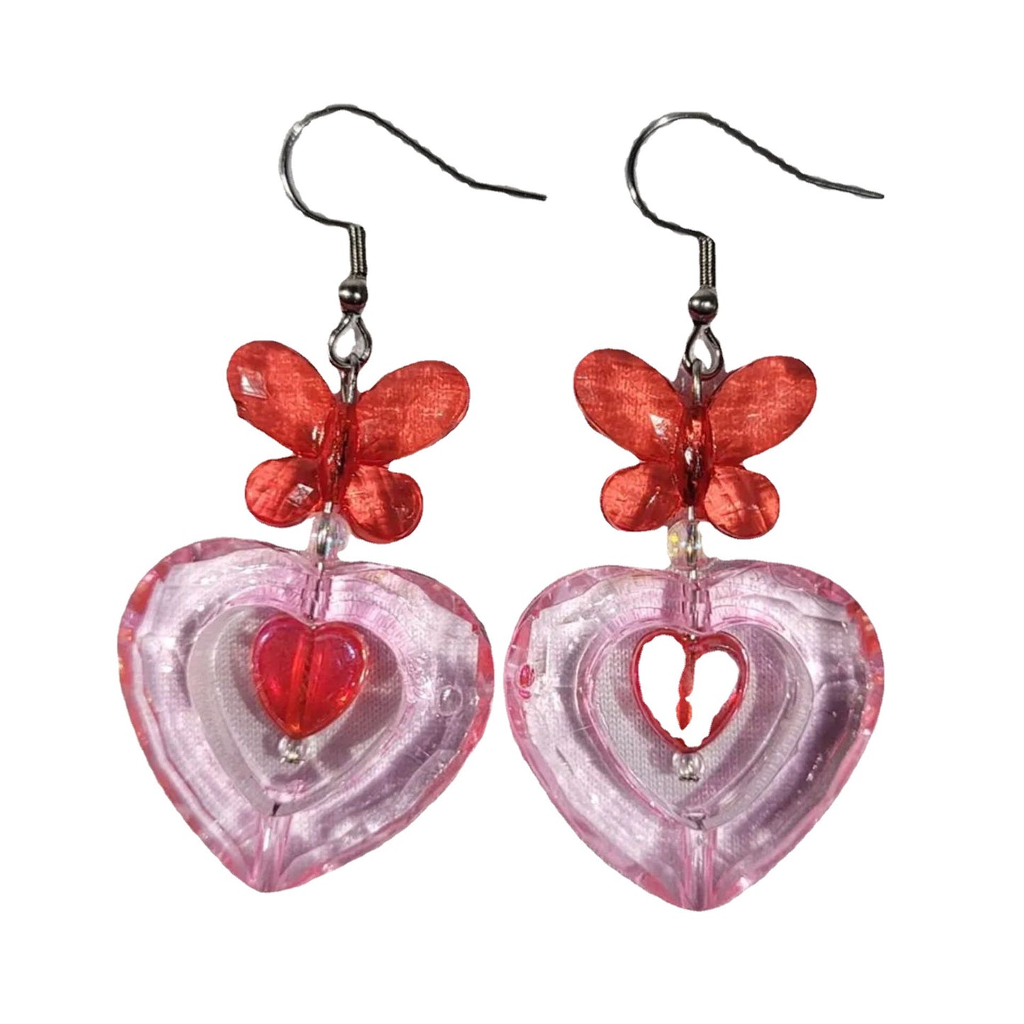 Resin Heart Butterfly Girl Earrings MIC-YuX008