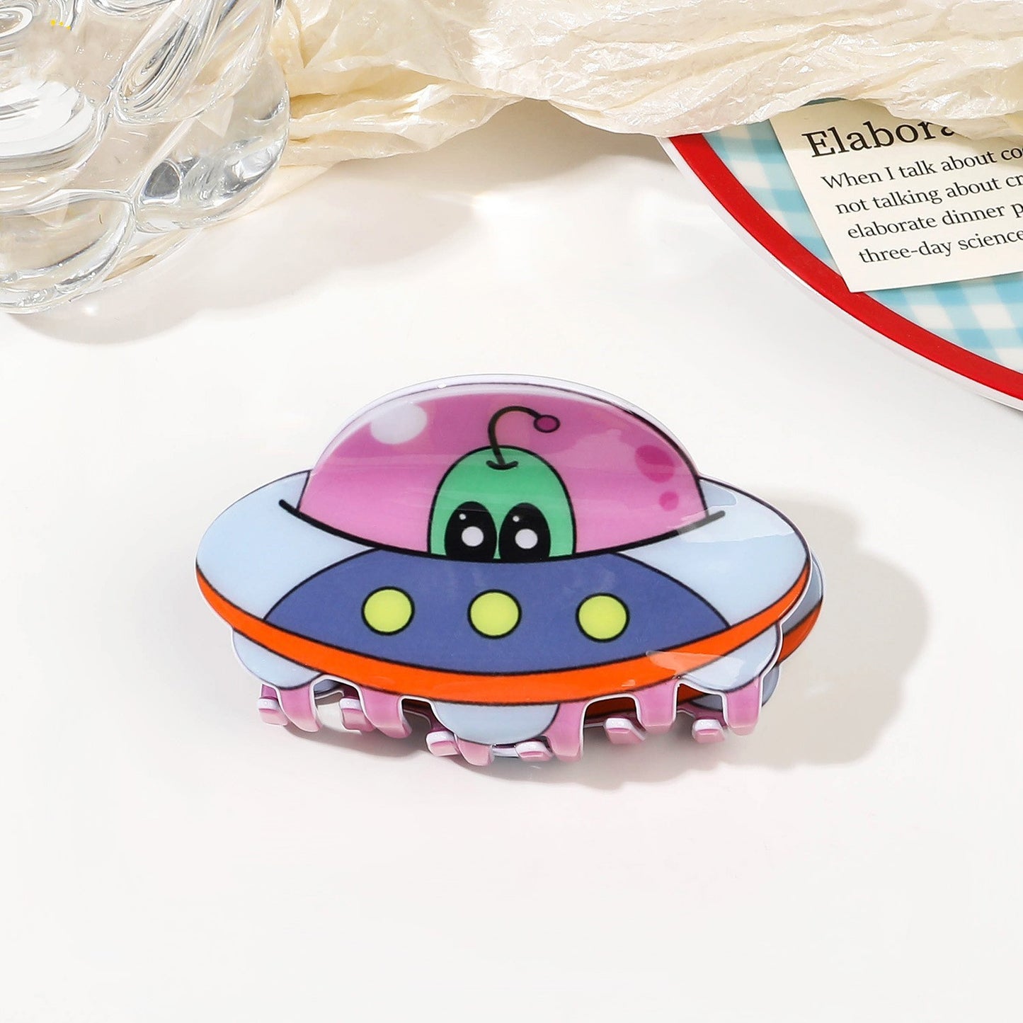 Plastic alien spacecraft acetate hair clip MYA-YHJ003