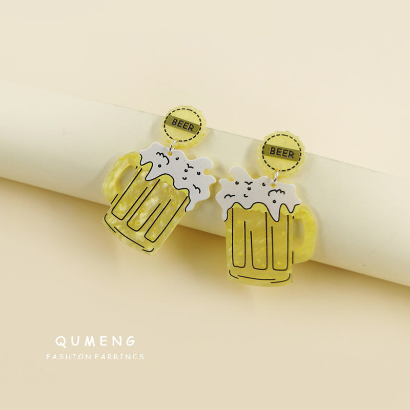 Acrylic beer glass champagne earrings (Minimo de Compra 2) MIC-QingM015