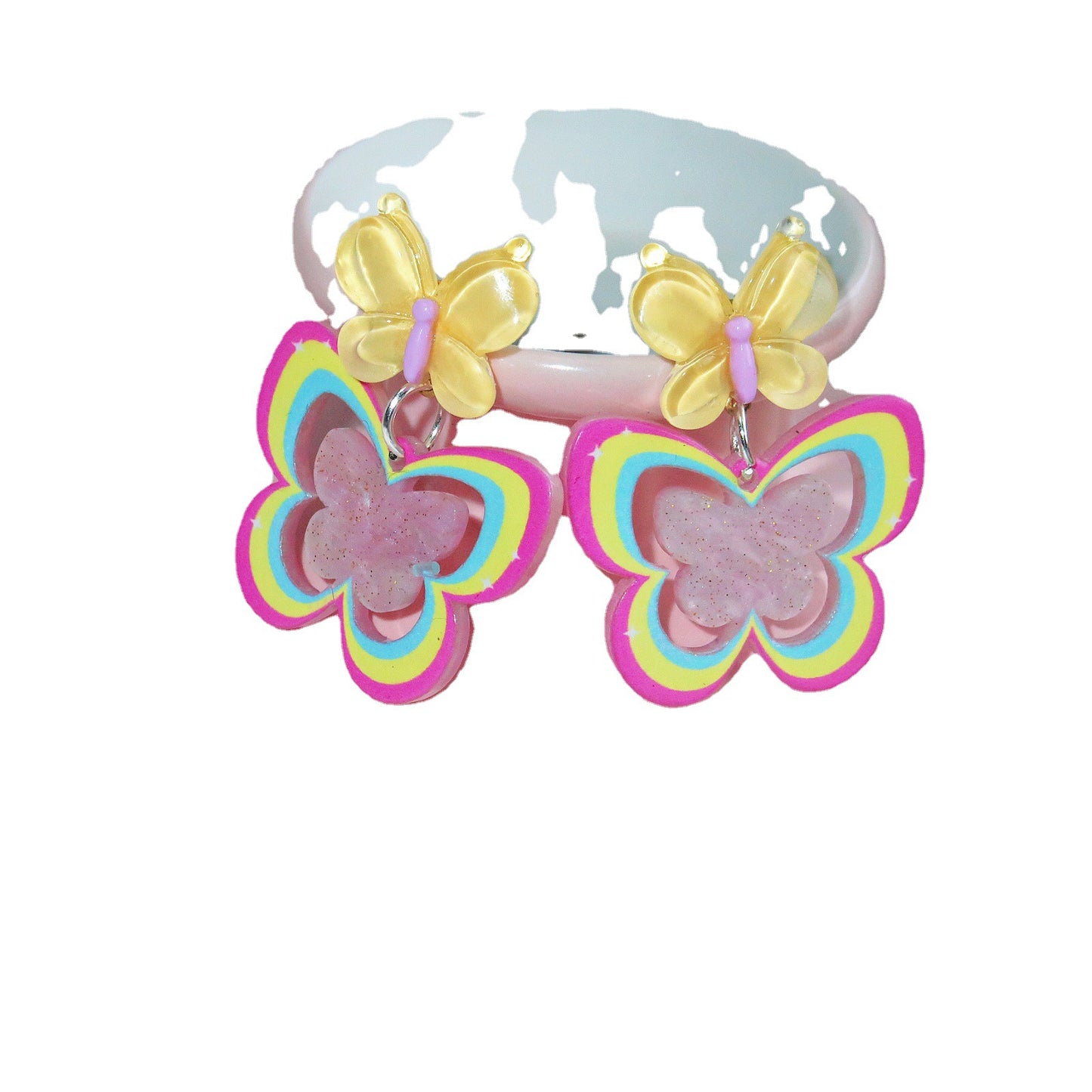 Resin colored butterfly earrings MYA-XNWE007