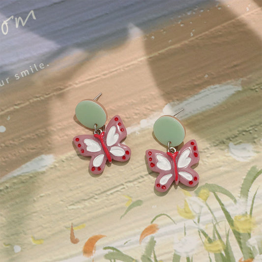 Alloy New Colored Butterfly Earrings MIC-QingJ049