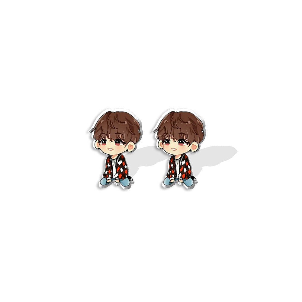 Acrylic BTS bulletproof youth group earrings (Minimo de compra 5) MIC-XiangL052