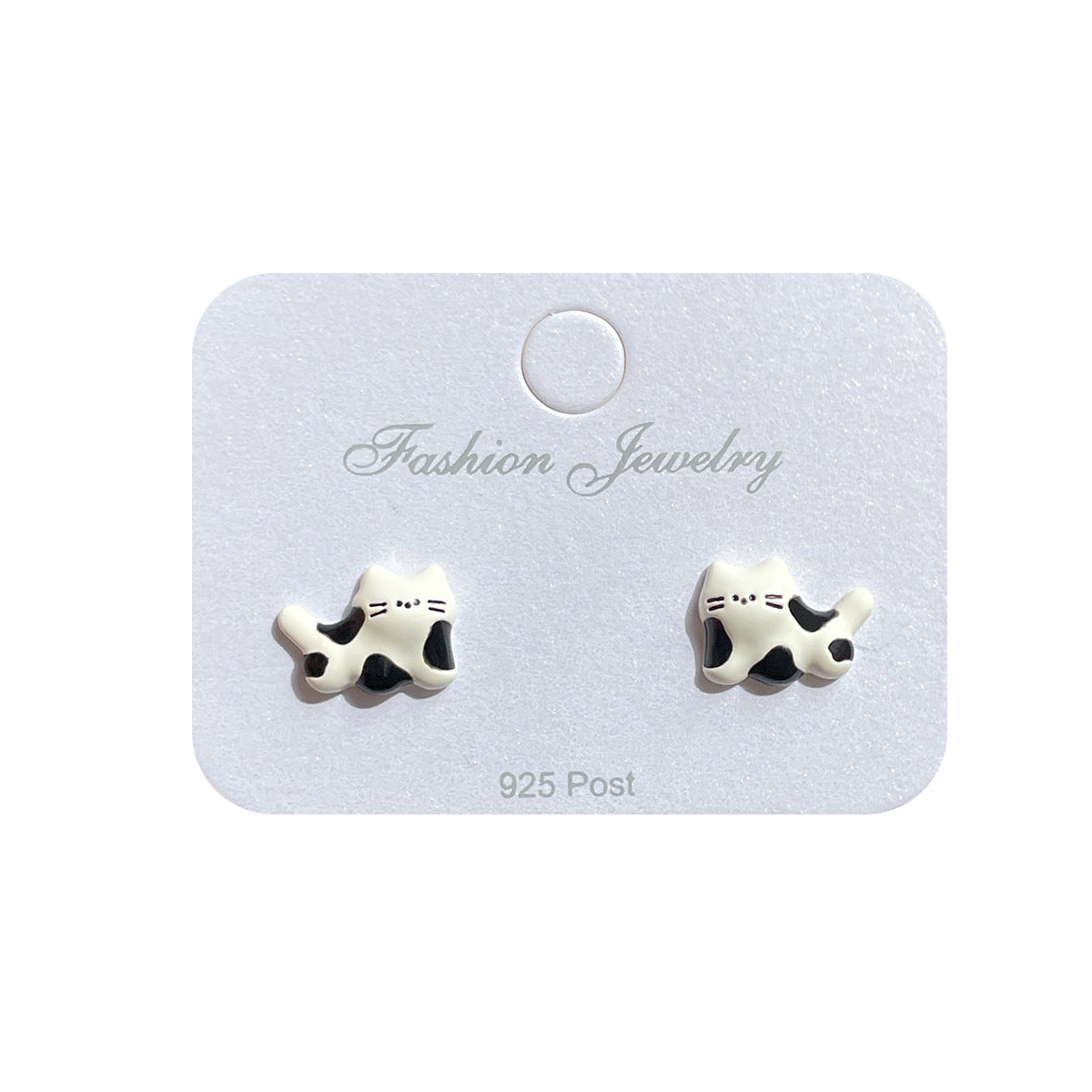 Alloy cartoon black and white cat earrings MIC-ShuangX046