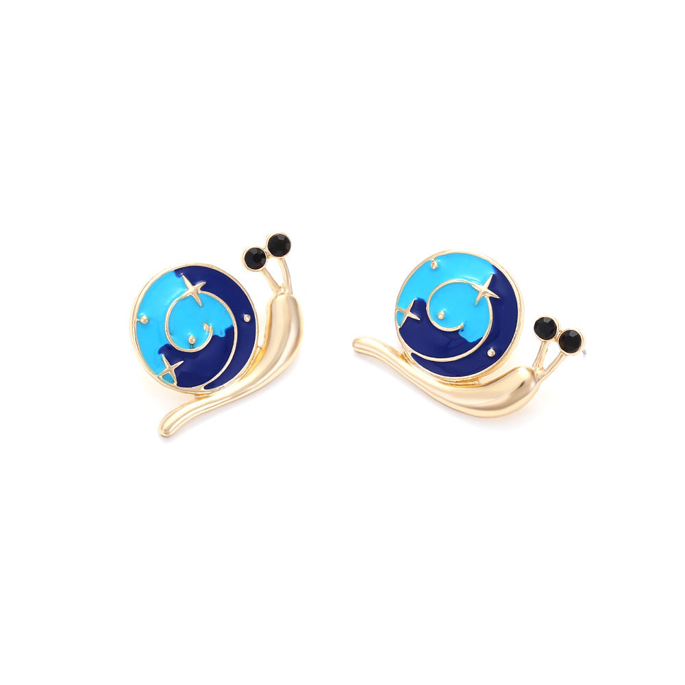 Alloy Drip Oil Starry Sky Snail Earrings MIC-ManY031