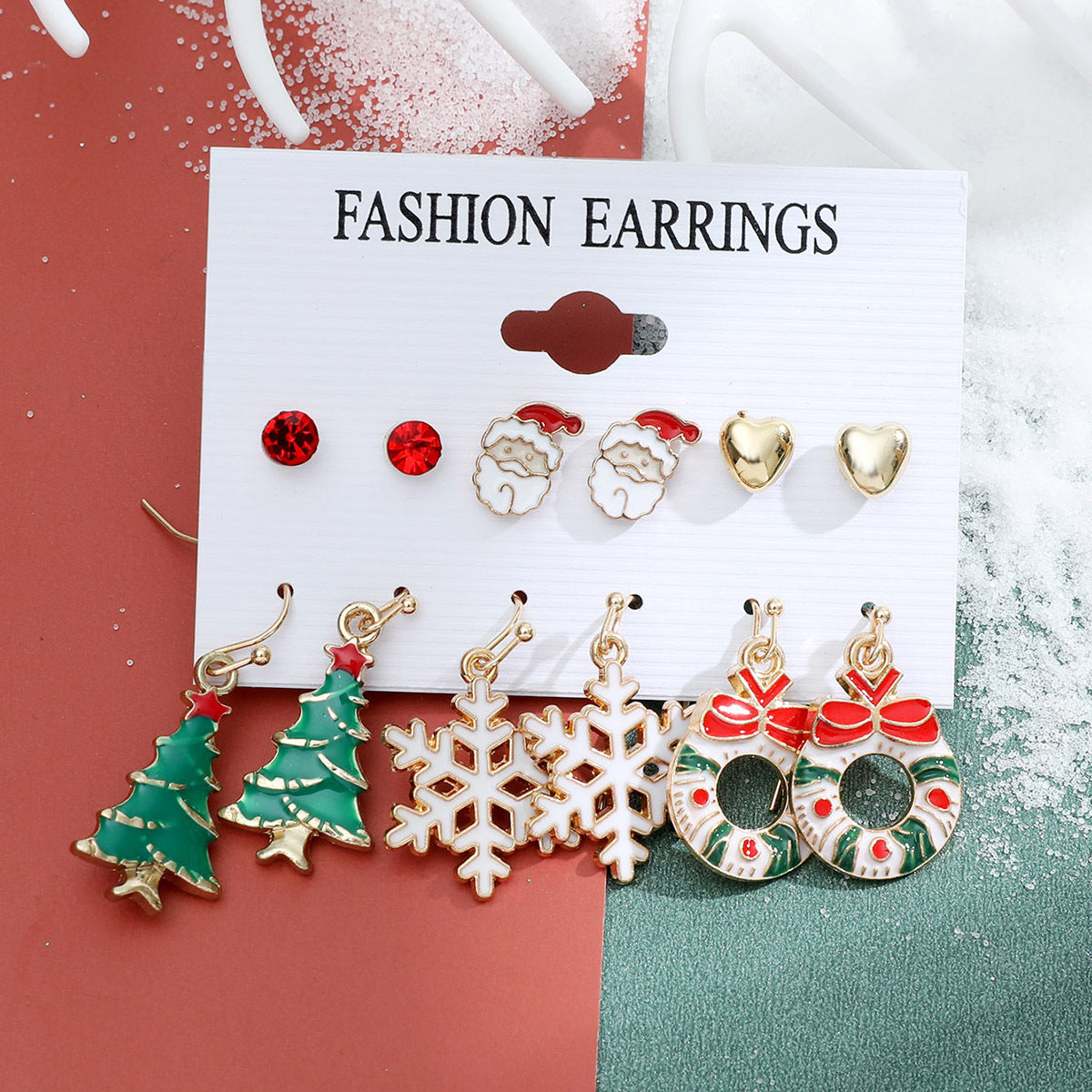 Alloy Christmas Snowman Crutch Earrings (Minimo de Compra 2) MIC-MiaoY096