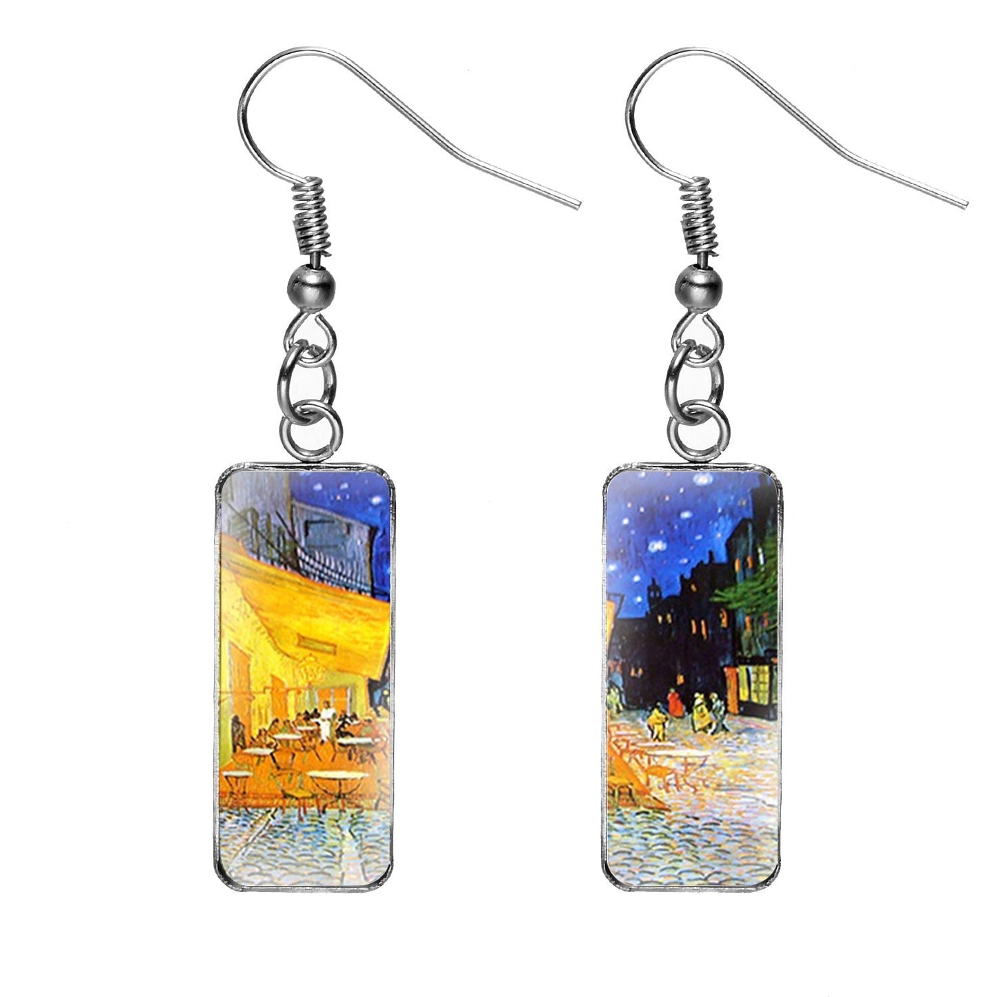 Earrings Stainless Steel Oil Painting Rectangle Pendant SongX042