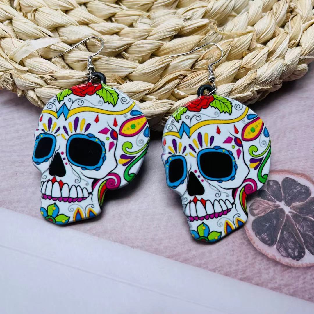 Acrylic Ghost Skull Earrings MIC-ChiC031